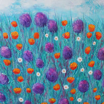 Orangy Meadow Dreams orangy meadow dreams acrylic painting on board by stella maria art solihull