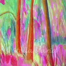 Pink Woodlands "pink woodlands a mixed media painting by stella maria art solihull"