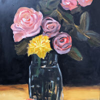 Study After Manet Roses In A Glass Vase