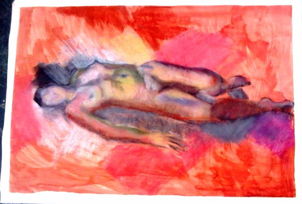 Female nude colour drawing by Stella Tooth