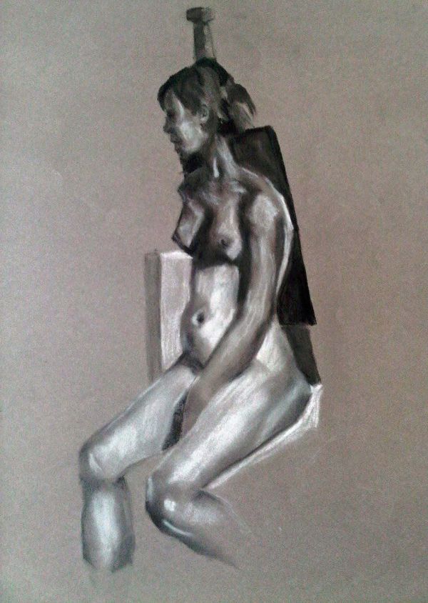 Female nude chalk charcoal by Stella Tooth