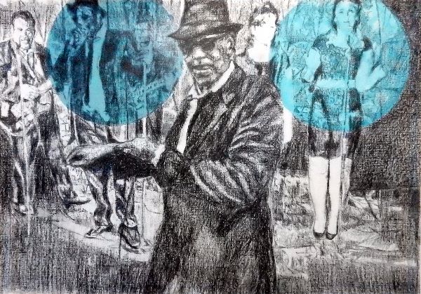 Shotgun Blues - The Rawhides musicians portrait drawing by Stella Tooth