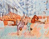Southbank acrobats - unison drawing