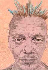 Spikey by Stella Tooth Spikey bed of nails artist - blue hair portrait drawing by Stella Tooth