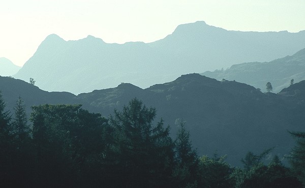 View towards the Langdale Pikes