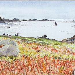 Greetings Card "Passing Boats,Droppy Nose Point, Bryher Isles of Scilly Passing Boats, Droppy Nose Point, Bryher, Isles of Scilly