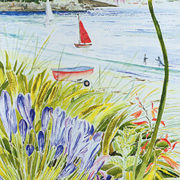 Greetings Card "Red Sail and Agapanthus"