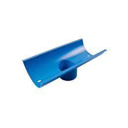 Product photography: powder coated, beaded half-round aluminium gutter outlet