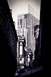 MANCHESTER: The Beetham Tower glimpsed through railway viaducts