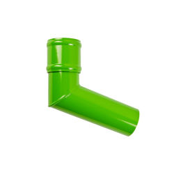 Product photo: round section aluminium rainwater pipe bend, powder coated.