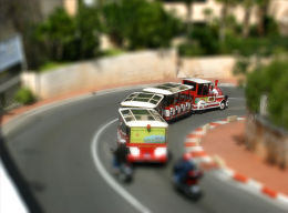 Street train with very short depth of field