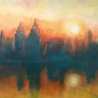 Liverpool Waterfront Sunrise - Three Graces 80cm x 80cm Acrylic on Canvas - (Sold)