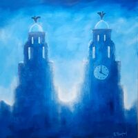 Royal Liver Buildings in Blue 80cm x 80cm - Acrylic on canvas - Available through dot art £495
