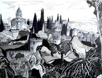 Alhambra Palace in ink A3