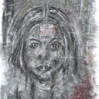 Face in Charcoal and chalk A3. Giacometti inspired.