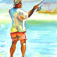 The fisherman. Watercolour A3