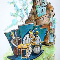 jazz in the Old Town - A3 in ink