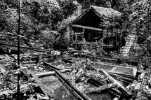 Burned out shed