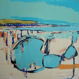 Blue pools, Towan beach - Oil on board - 19 x 19 cm £400