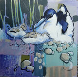 Daniel Cole Two Avocets and chicks - Oil on board - 19 x 19 cm £400