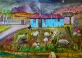 Fading Light and the Green Hut watercolour 22x31ins £2800