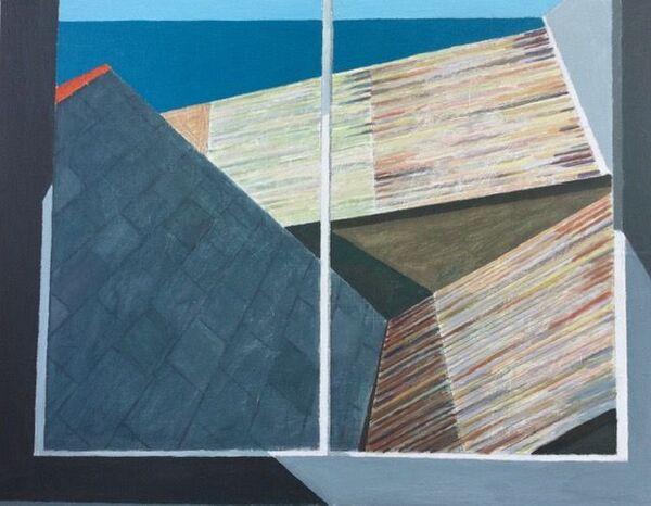 Farm, Barn, Rooftops 53x65cm inc. frame £925
