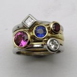 Gold Stacking Gem Set Rings.  Sold individually.