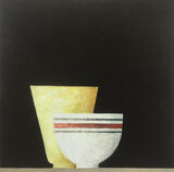 Gold vase and stripey bowl 52x52cm inc. frame £650