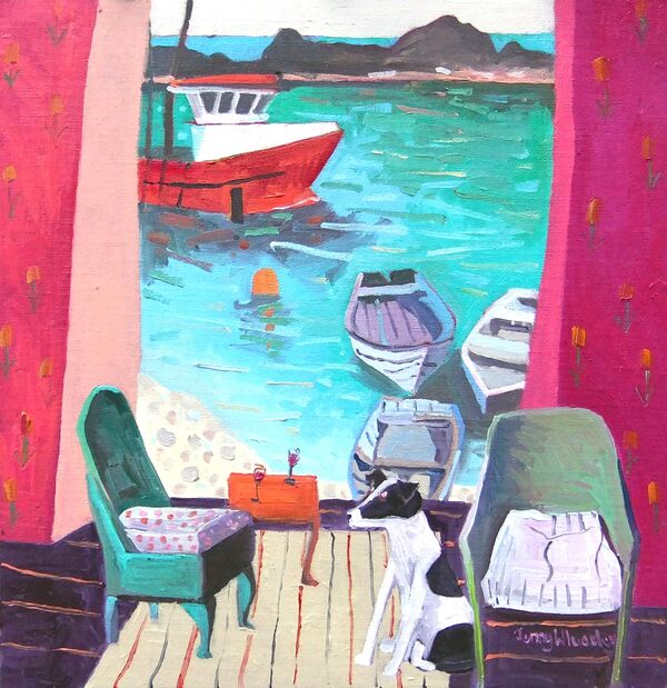 Moored for the Evening 56x56cm inc. frame £1400