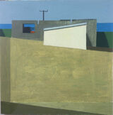 Sheds, field, sea 54x54cm inc frame £500