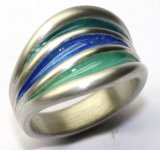 Silver Enamelled Ocean Templar Ring