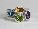 Silver stacking rings.  Blue Topaz £135 Peridot £140 Citrine £135 Amethyst £135