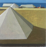 Tents by the sea 46x46cm. inc. frame £350