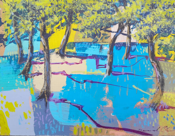 Trees and Bluebells 2 - Oil on board 27x 33cm inc. frame £450