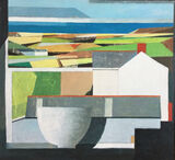 White bowl, spring green and blue sea 74x70cm inc frame £950