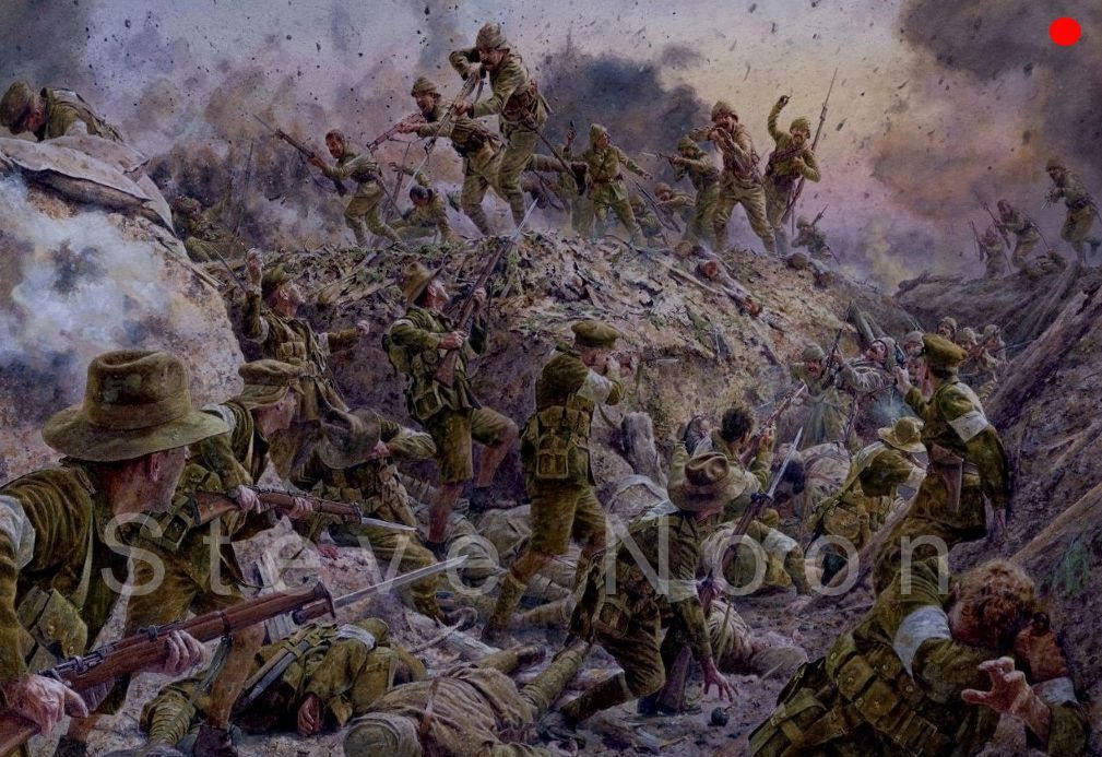 Dawn counter-attack. Lone Pine, Gallipoli. 7 August 1915
