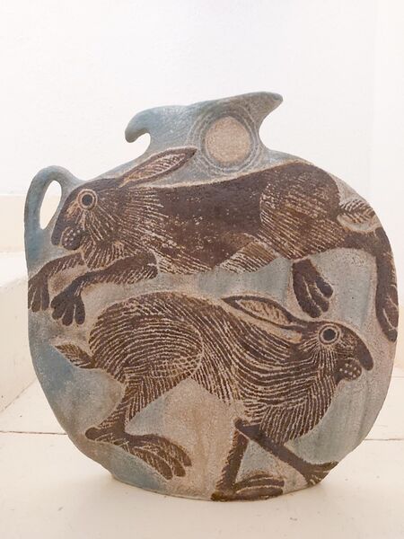 14. Running hare slab pot