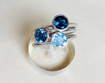 blue topaz ring set