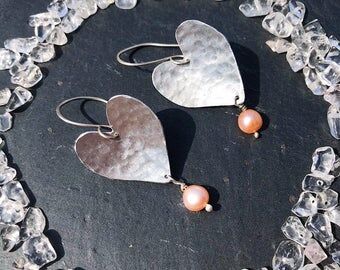 fresh water pearl love heart earrings