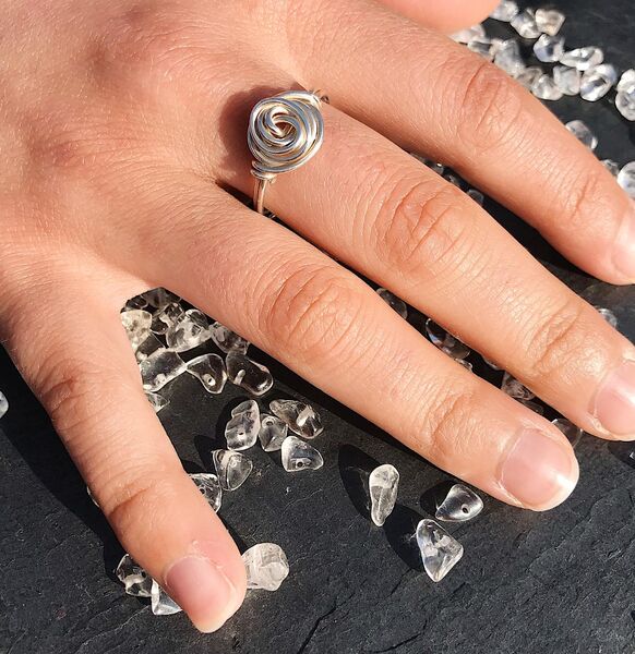 silver rosebud ring