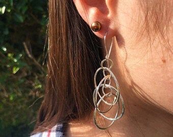 silver circle earrings