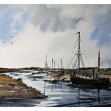 Moored boats on the Norfolk Coast (sold)