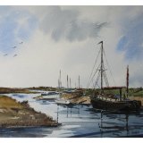 Moored boats on the Norfolk Coast (sold)