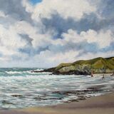 Porth Or - Whistling Sands Beach (Sold) Whistling Sands - Porth Or - Oil Painting- Esther Stubbs (Sold)