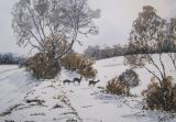 Sika deer in the snow (sold)
