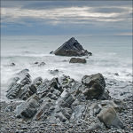 The rocky shore line