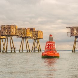 The Red Sands Towers and buoy.