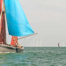 Dawn chasing Edme. Swale Smack and Sailing Barge Match, 2018.