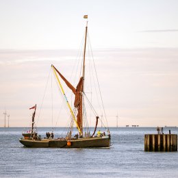 Greta approaching the Dolphin, Whitstable Harbour