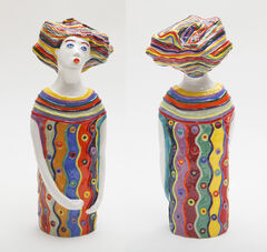 Heart Song earthenware slipcast figure front and back view by ceramicist Susan Czopor